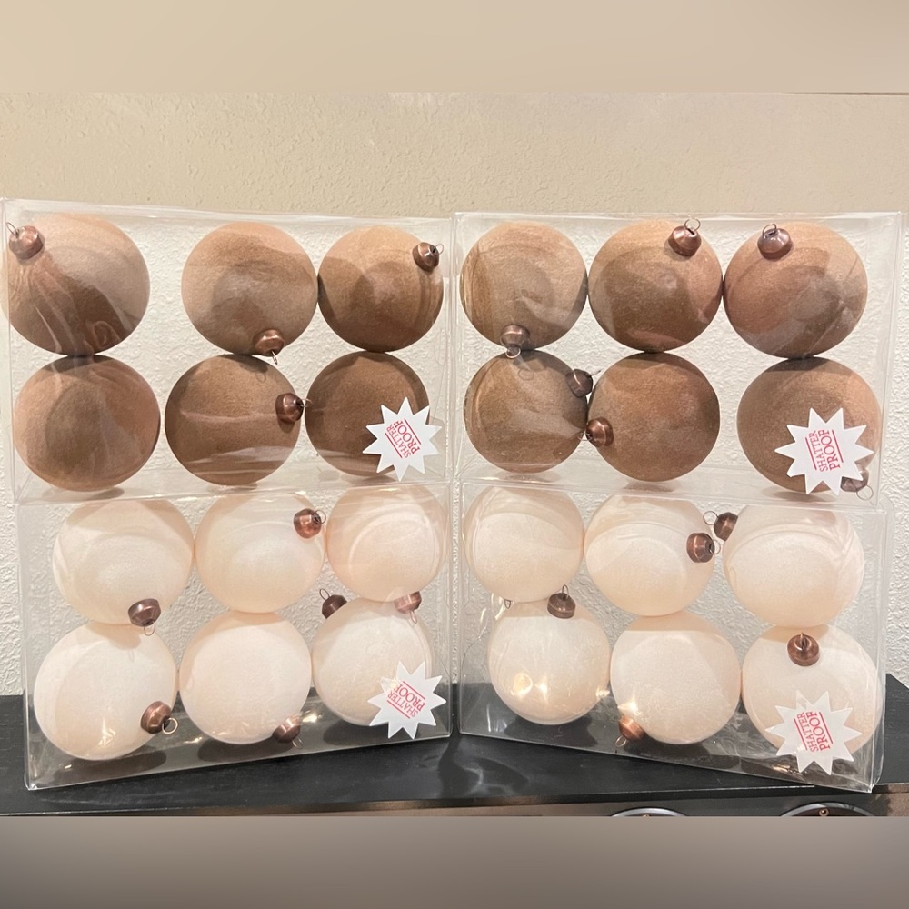 Hobby Lobby Ivory Flocked Velvet Ornaments Set of 4